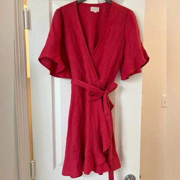 Honorine Edie Washable Linen Ruffle Wrap Dress - Picture 3 of 12